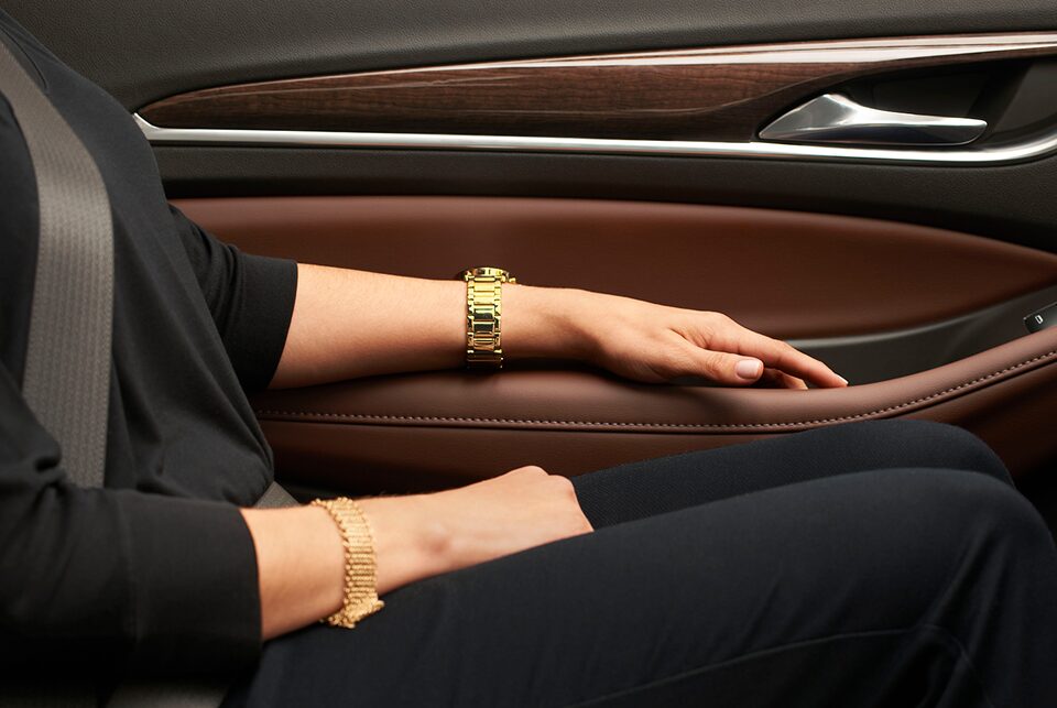 Buick Avenir's soothing surfaces: interior driver door.