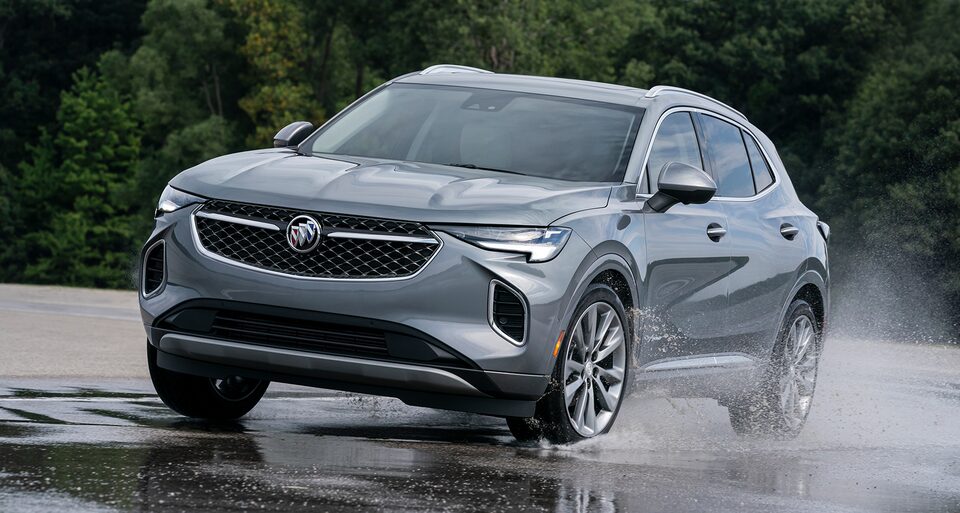 2022 Buick Envision driving on wet conditions.
