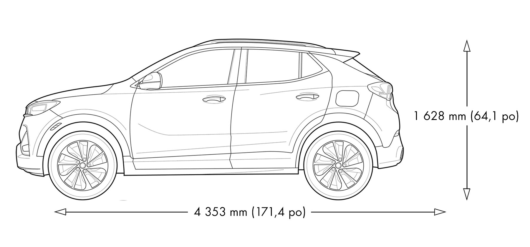 Fiche technique de la Buick Encore GX ST de 2022.