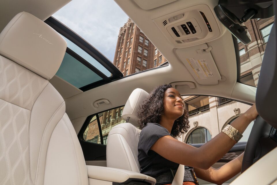 2023 Buick Envision Avenir interior featuring the sunroof.