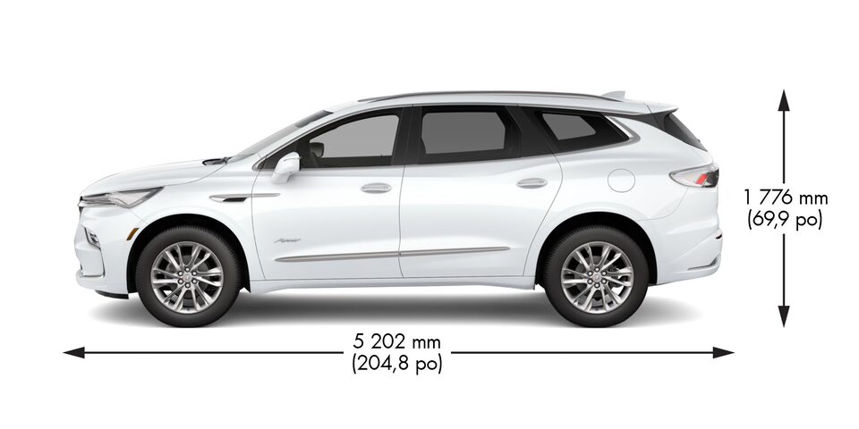 Dimensions exactes du Buick Enclave Avenir 2024.