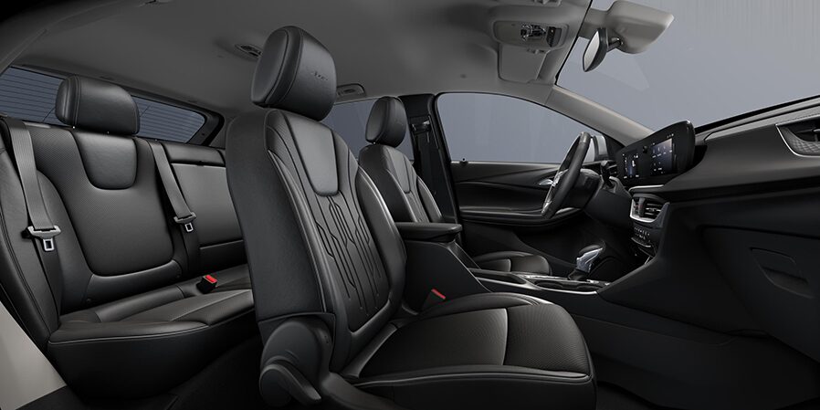 2024 Buick Encore GX Avenir interior seats in Ebony with Ebony Accents.