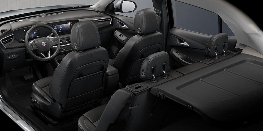 2024 Buick Encore GX Avenir interior seats in Ebony with Ebony Accents rear view.