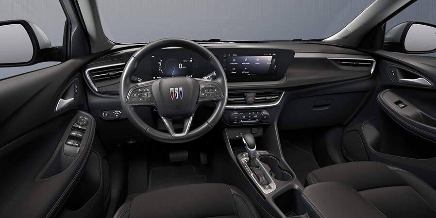 2024 Buick Encore GX Preferred front interior in Ebony with Ebony Accents.