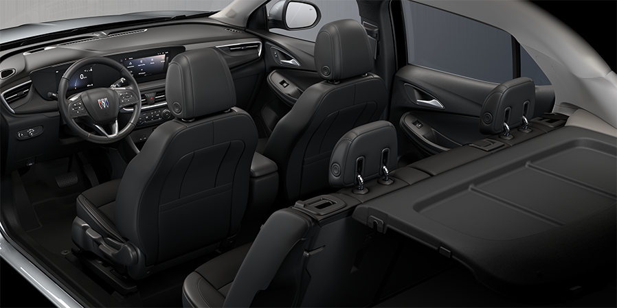 2024 Buick Encore GX Preferred interior seats in Ebony with Ebony Accents rear view.