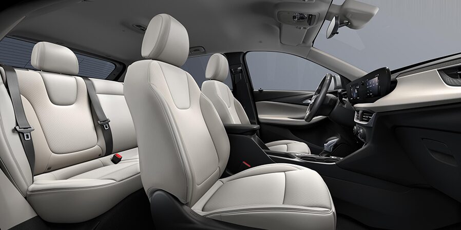 2024 Buick Encore GX Preferred interior seats in Whisper Beige with Ebony Accents.
