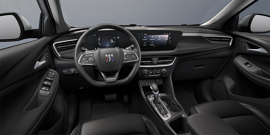 2024 Buick Encore GX ST front interior in Ebony with Ebony Accents.