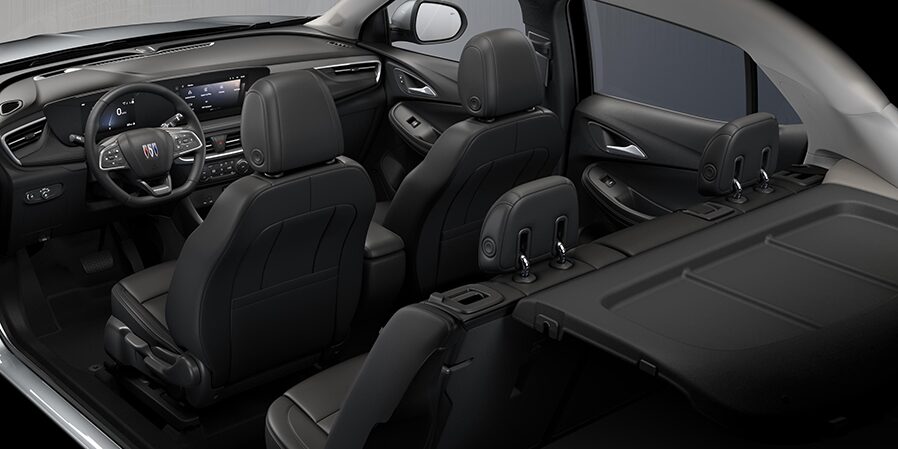 2024 Buick Encore GX ST interior seats in Ebony with Ebony Accents rear view.