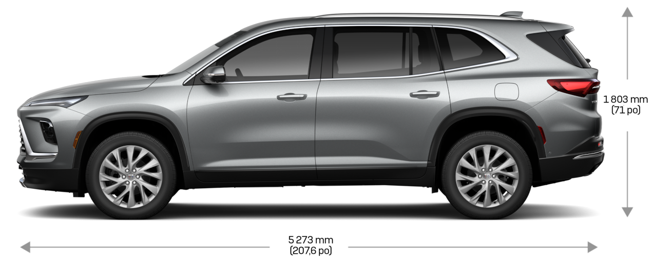 Vue latérale d’un diagramme du Buick Enclave 2025.