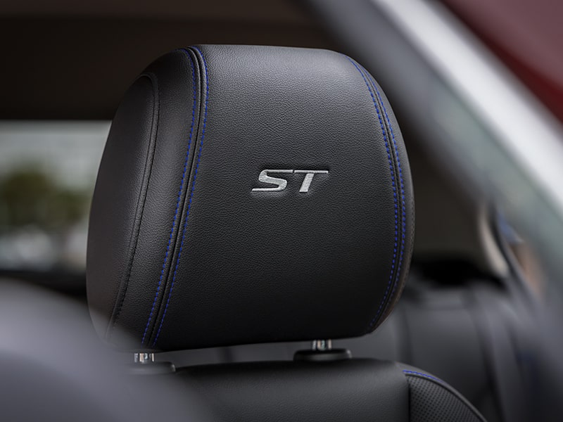 The ST logo stitched to the headrests of the 2025 Buick Encore GX ST.