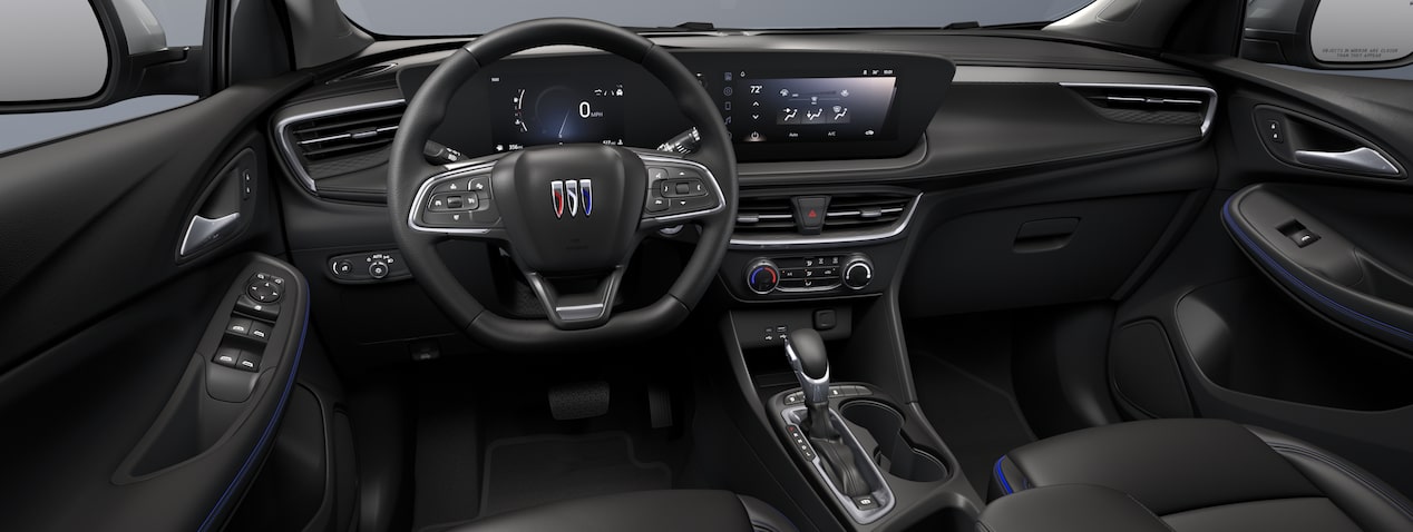 Buick Encore GX ST 2025 intérieur : Ébène avec garnitures contrastantes ébène.