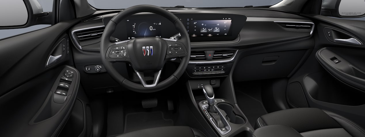 Buick Encore GX Avenir 2025 intérieur : Ébène avec garnitures contrastantes ébène.