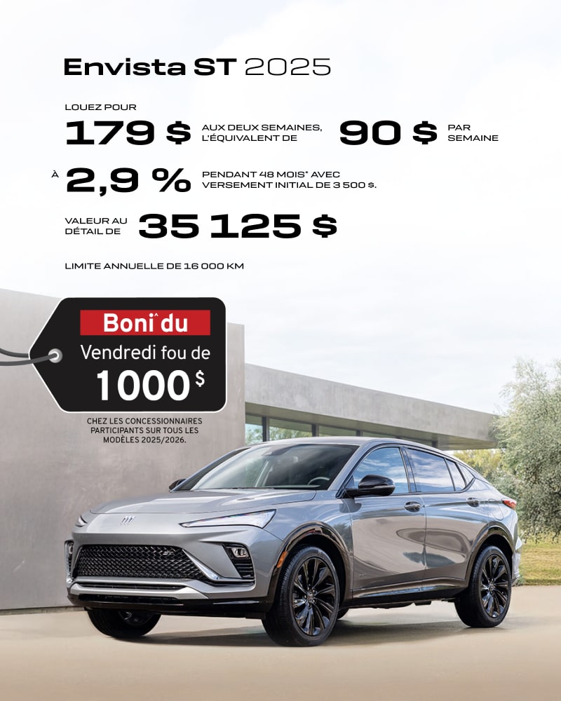 Le Buick Envista 2025 stationné à l’extérieur.