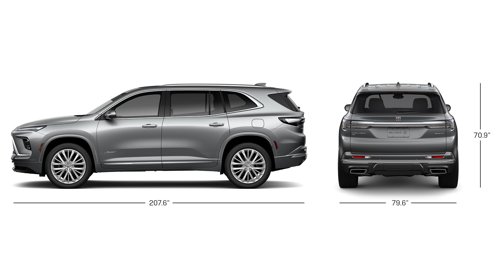 Measurement Dimensions of the 2026 Buick Enclave Avenir.