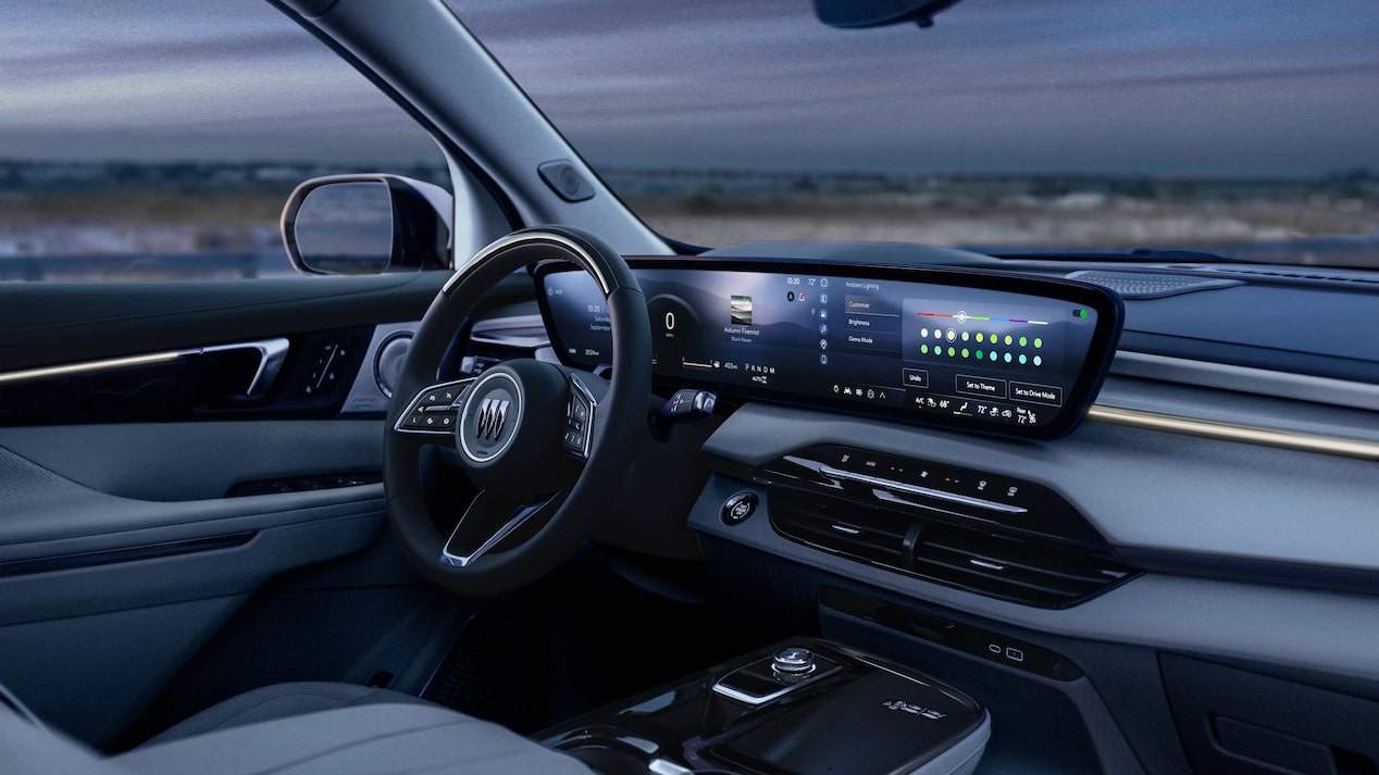 Side view of the front interiors of the 2026 Buick Enclave.