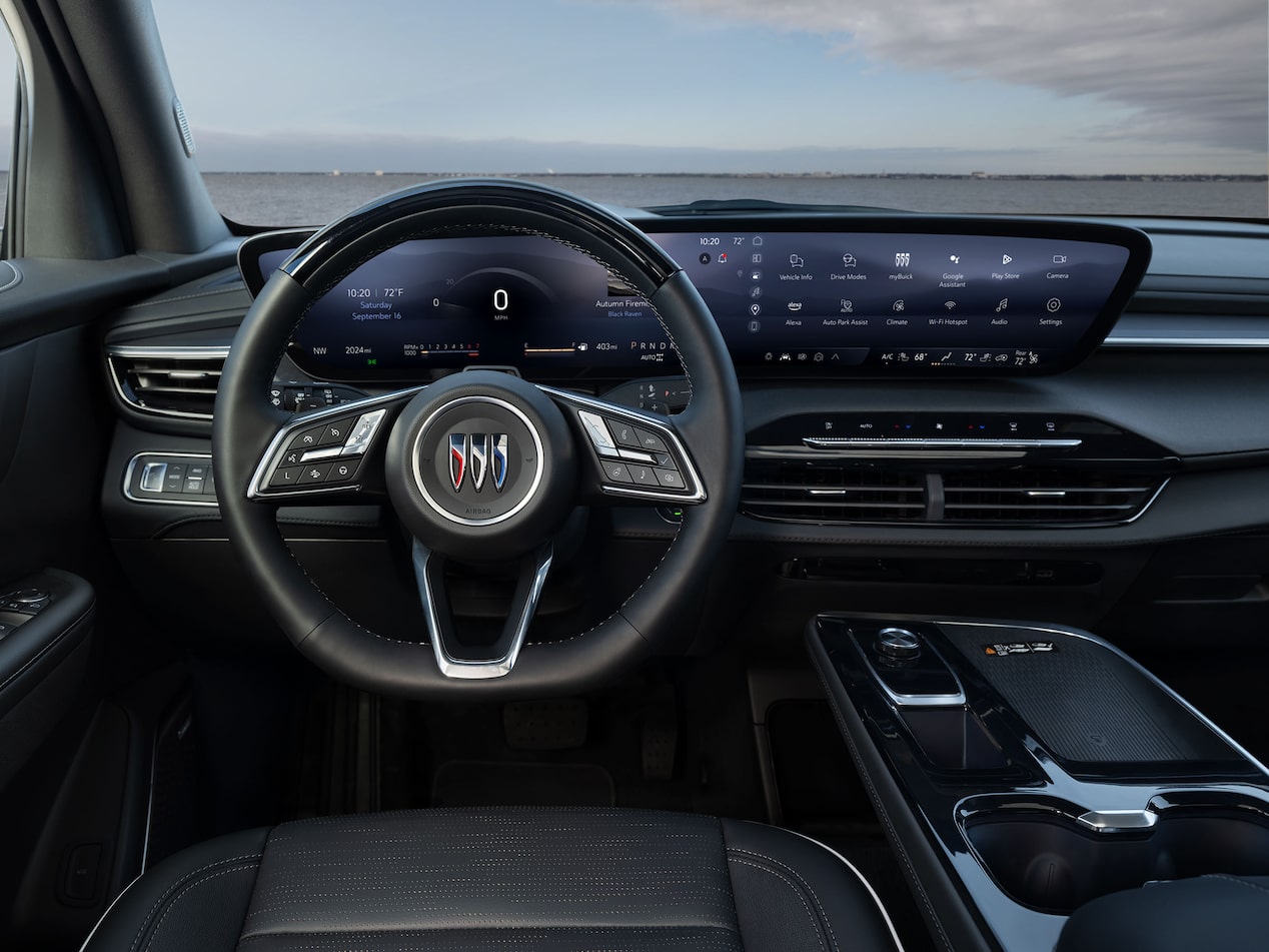 Driver’s View the Steering Wheel and Display Dashboard inside the 2026 Buick Enclave ST.