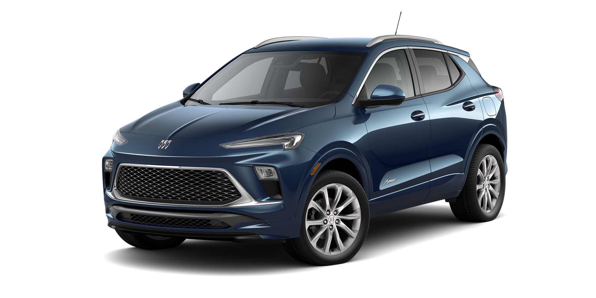 Ocean Blue Metallic color of the 2026 Buick Encore GX Avenir.