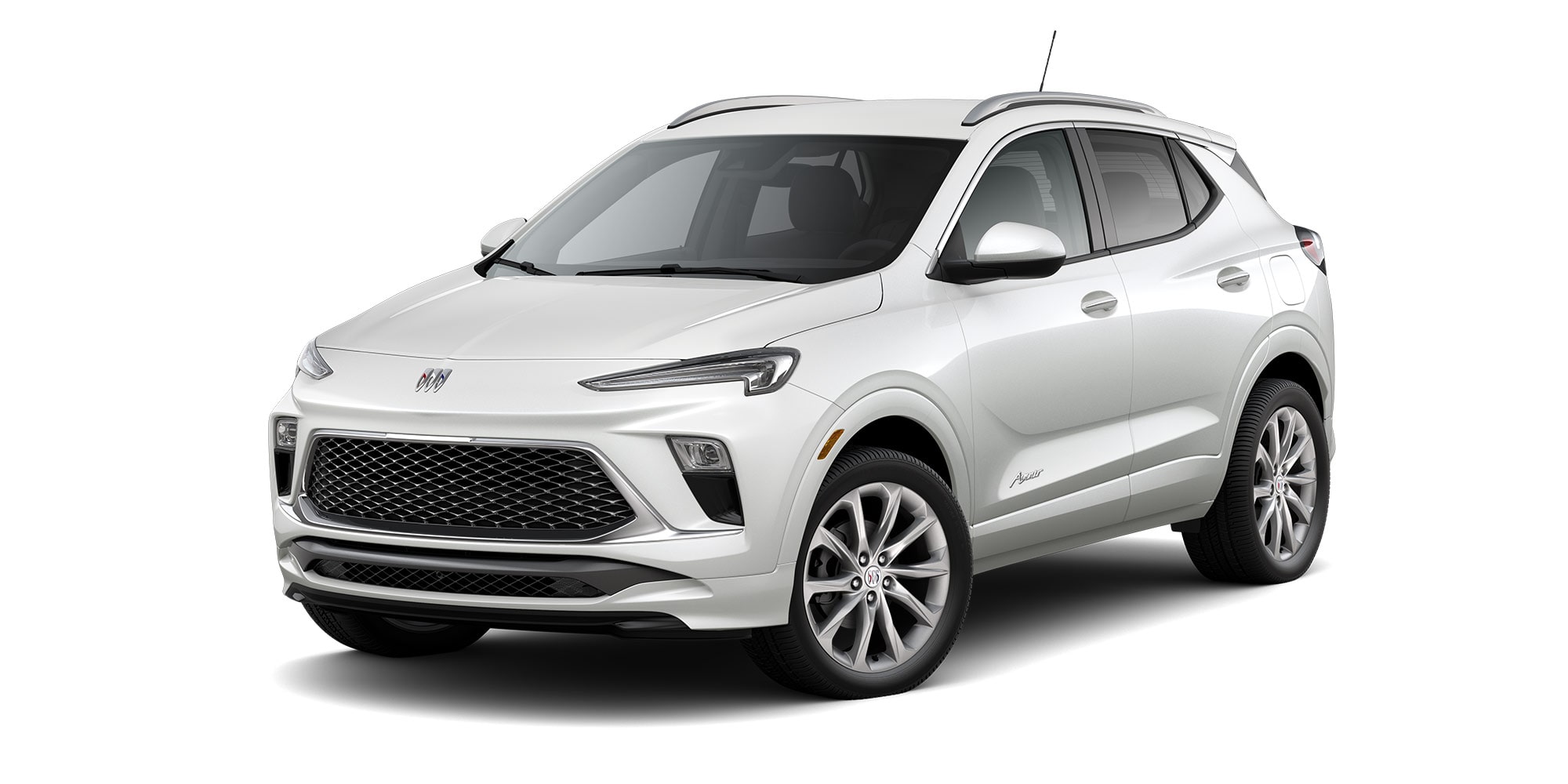 White Frost Tricoat color of the 2026 Buick Encore GX Avenir.