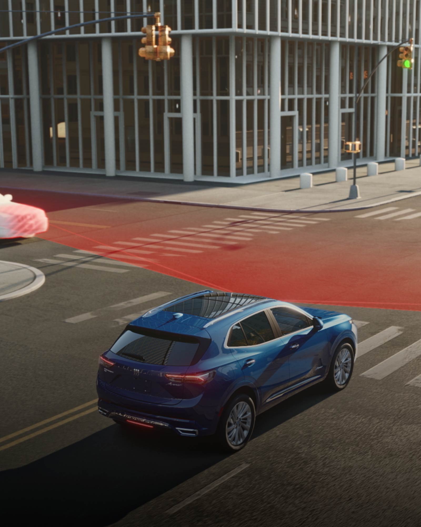 Illustration of How the Intersection Automatic Emergency Braking Works on the Road