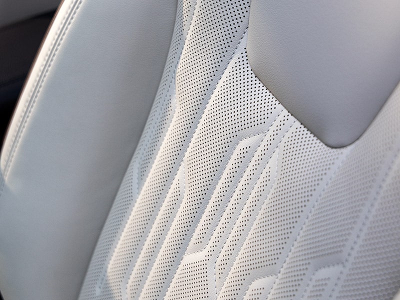 Close up view of the quilted stitching pattern on the 2025 Buick Encore GX Avenir.
