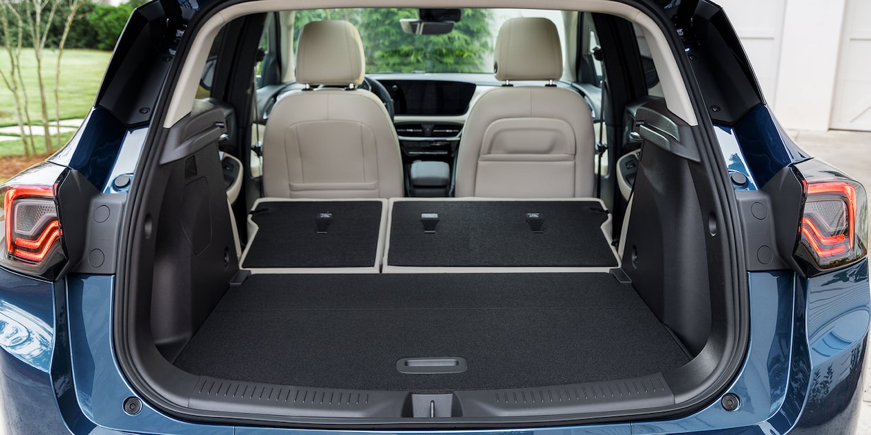 Back view of the spacious trunk on the 2025 Buick Encore GX Avenir.