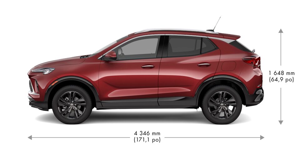 Vue latérale d’un Encore GX ST 2024 rouge.