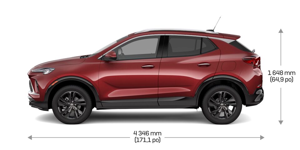 Vue latérale d’un Encore GX ST 2024 rouge.