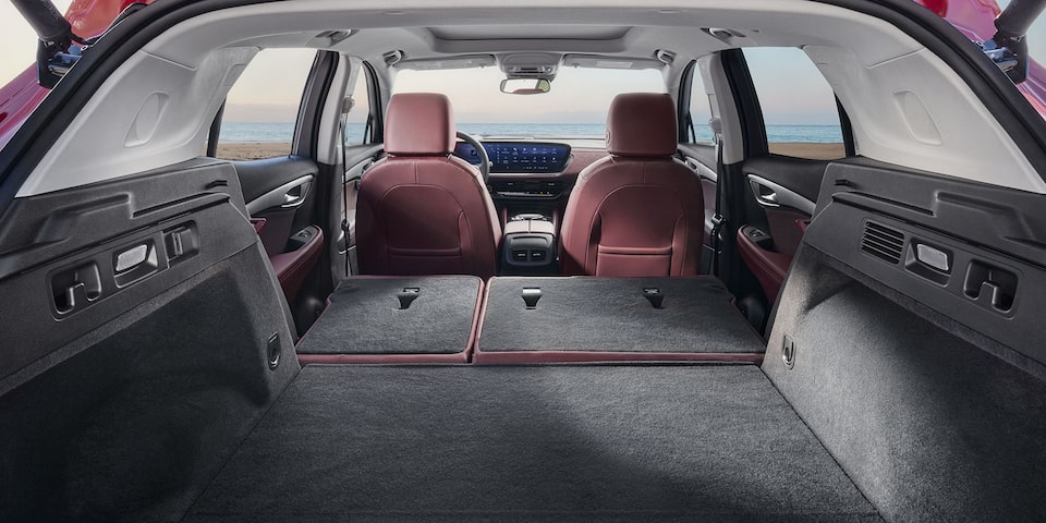 Back view of the Rear Seats folded Down in the 2026 Buick Envision Compact SUV.