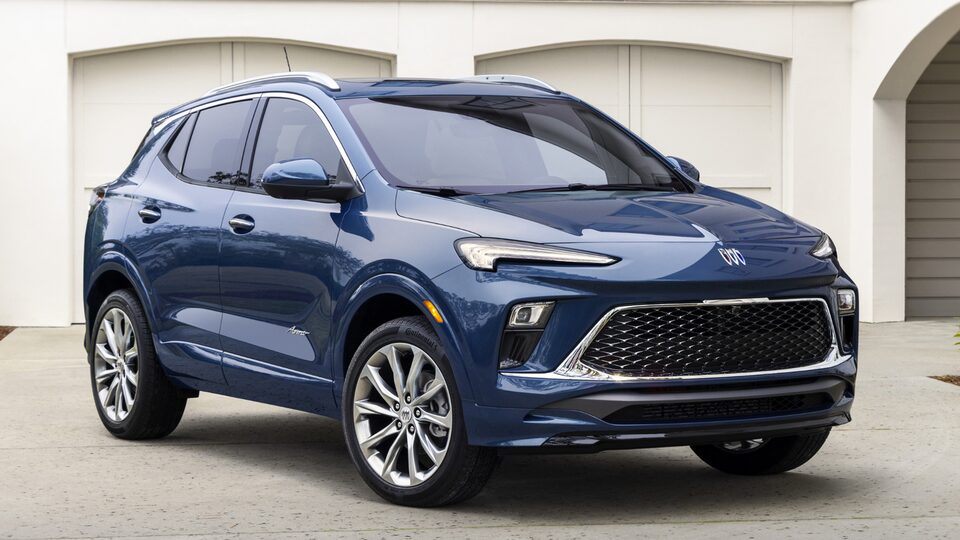 Front right profile view of the 2024 Encore GX Avenir. 