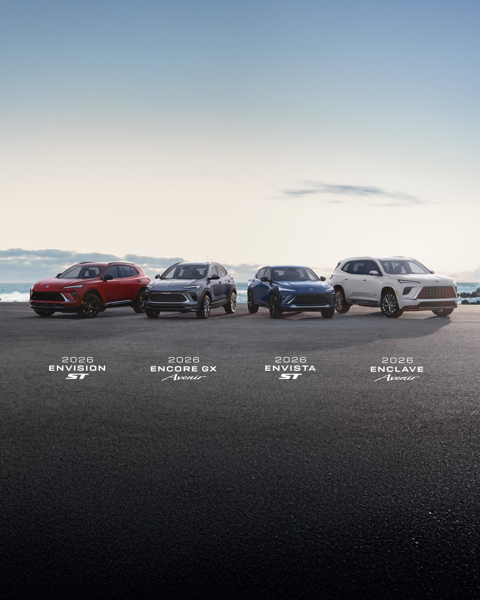 Lineup of Buick SUVs.