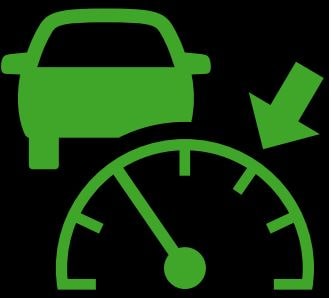 Icône de régulateur de vitesse adaptatif en cours d’utilisation.