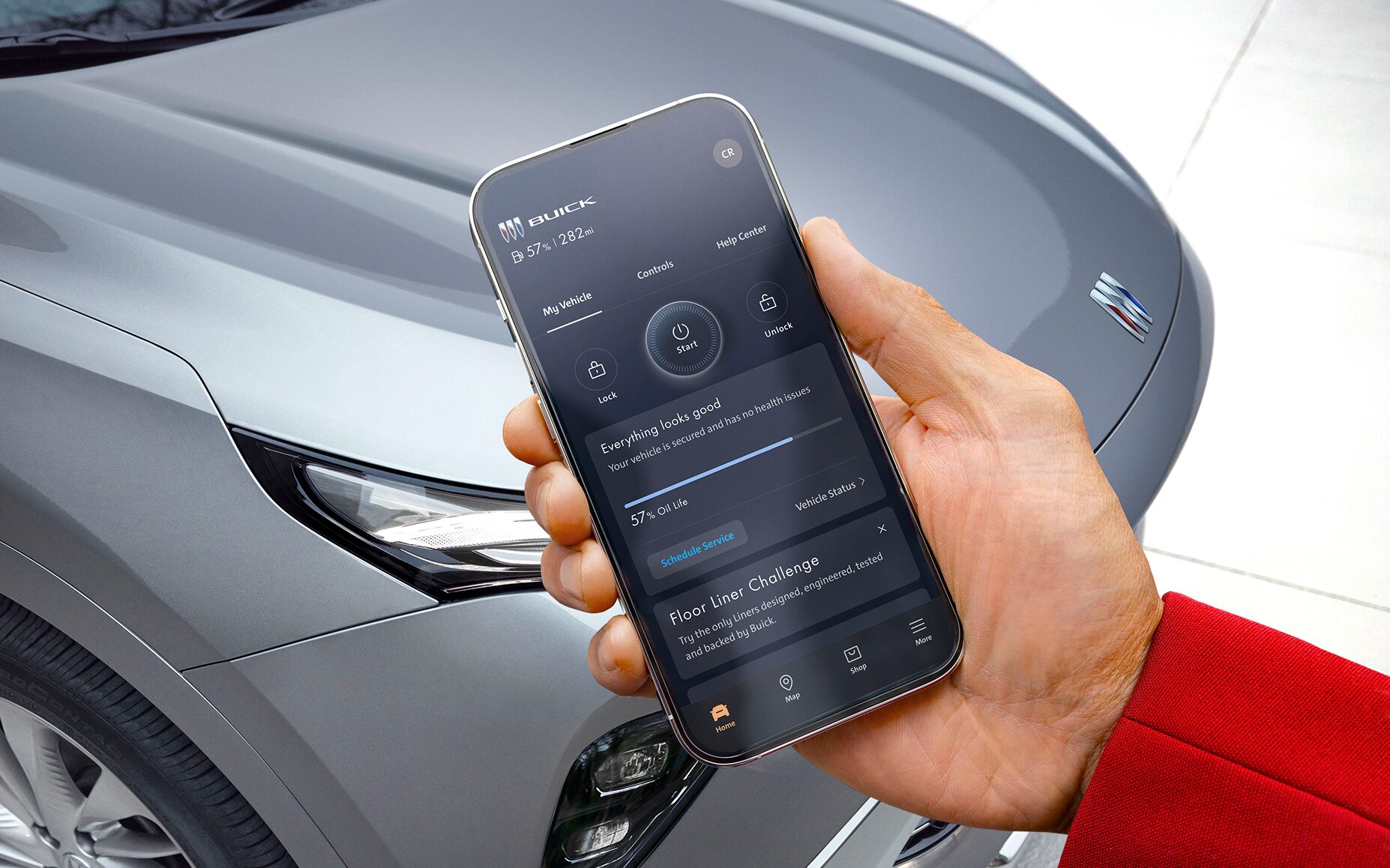 Close-up of a Smartphone Displaying Buick Remote Commands