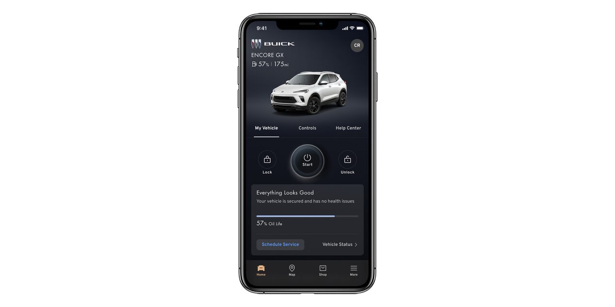 Close-up of a Smartphone Displaying Remote Access on the myBuick App