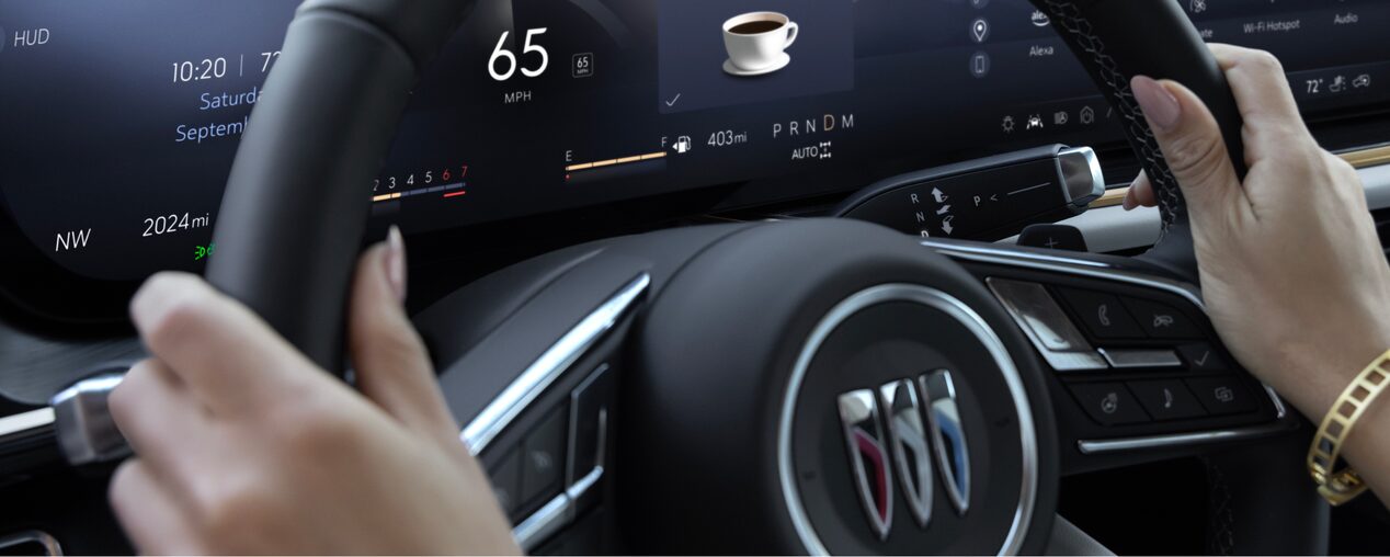 Close-up of a Woman's Hands on the Buick Steering Wheel