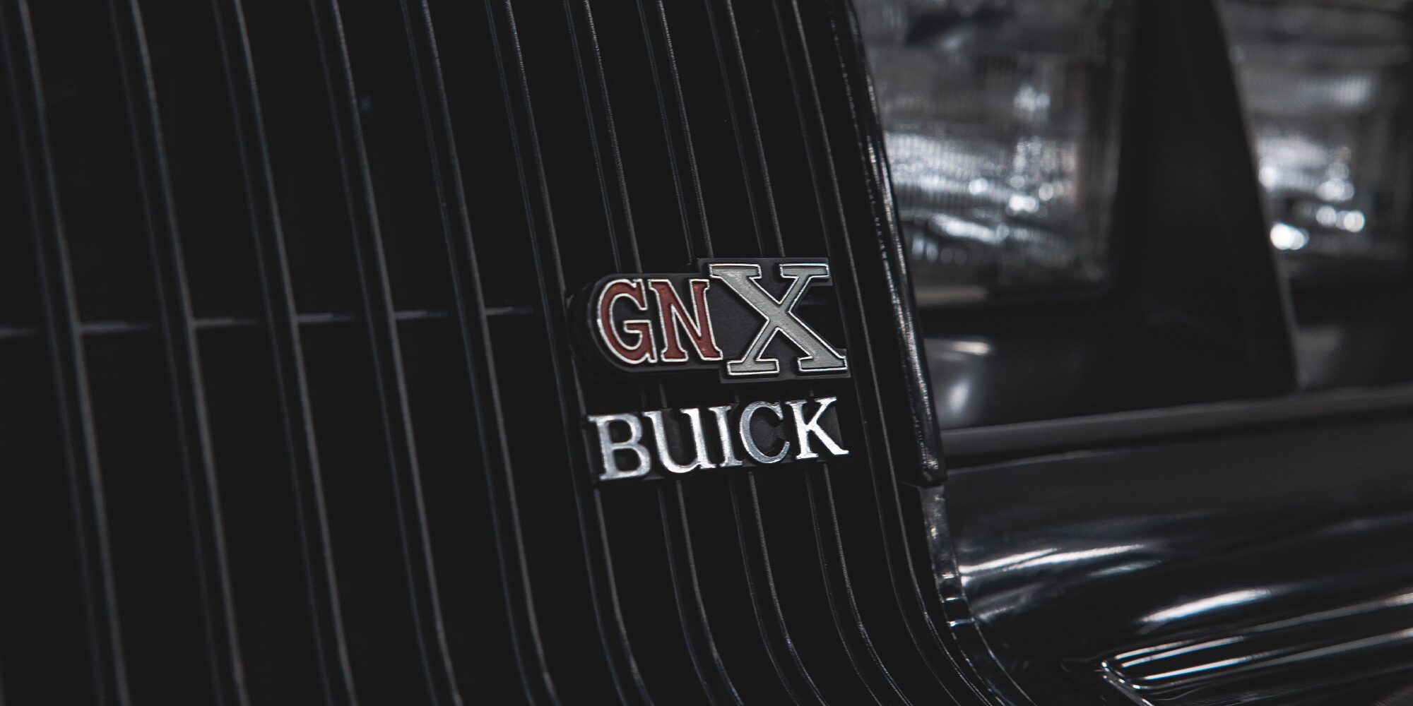 Close-up of the GNX Buick Badging on the Front of the Vehicle