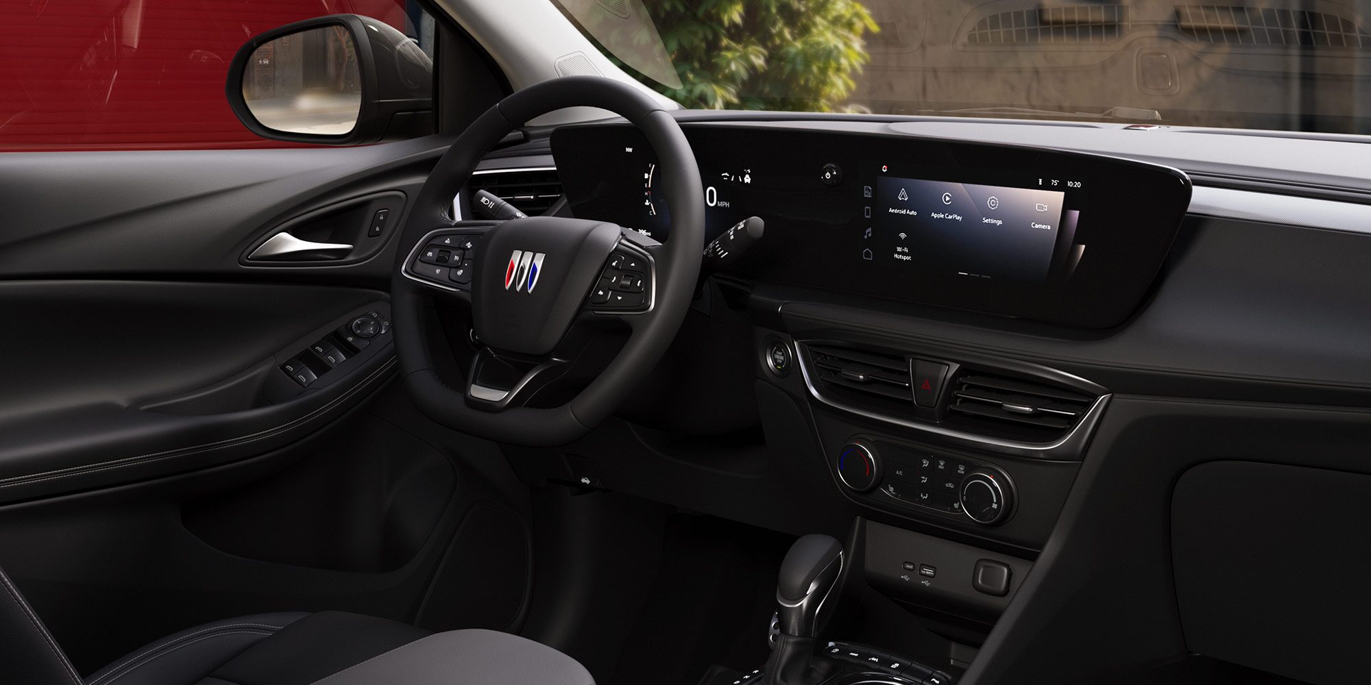 The Interior Dashboard View from the Passenger Seat of the 2026 Encore GX ST SUV with the Studio Series Package