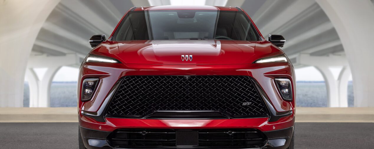 Front View of a Red Buick Enclave Mid-Size SUV