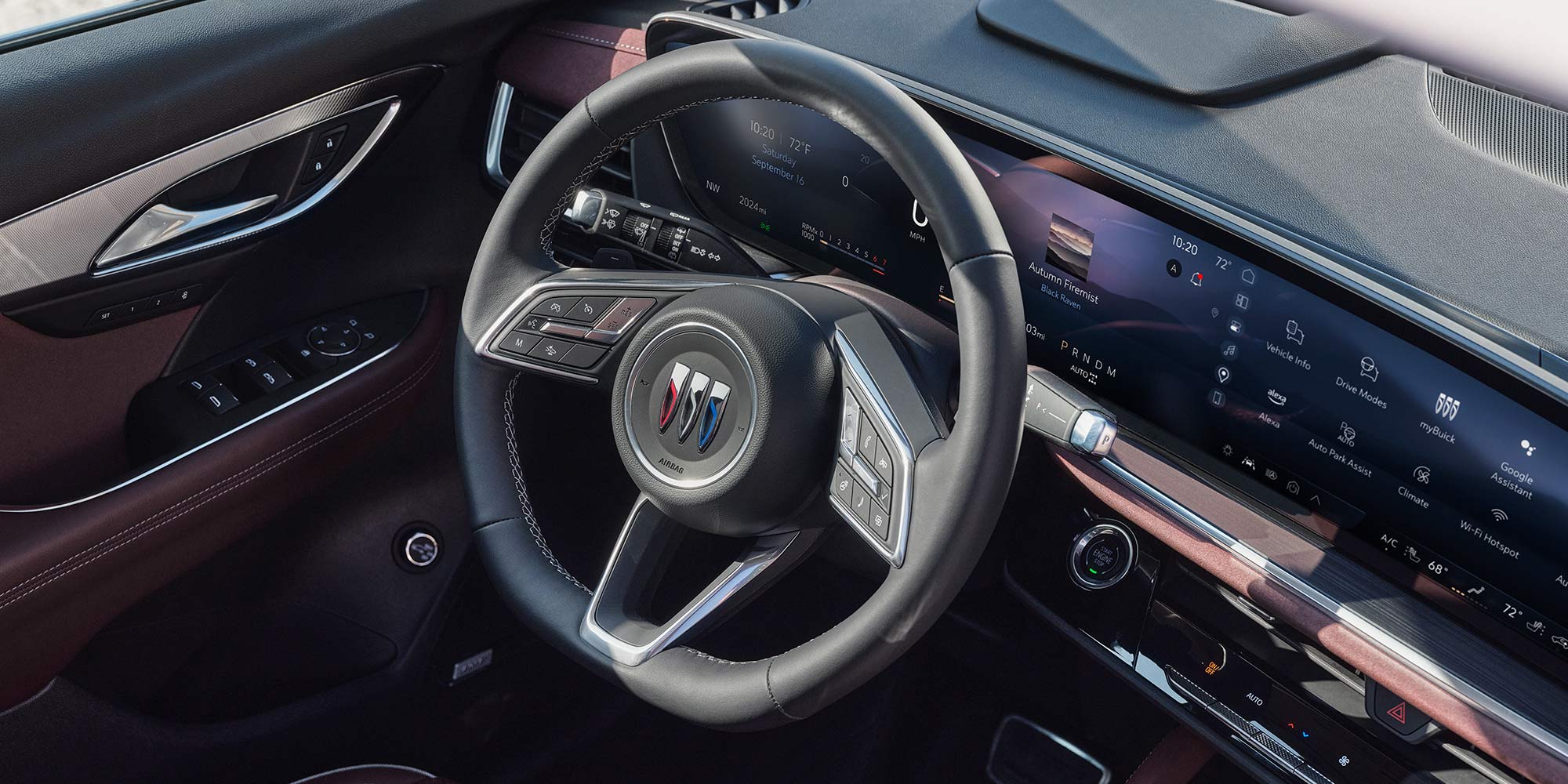 Interior View of the Steering Wheel from the Driver’s Side in the Buick SUV Sports Touring Trim