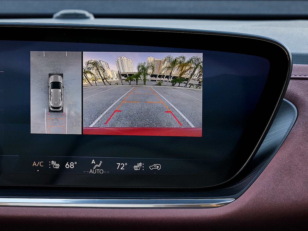 Close-up of the Infotainment System in a Buick Displaying one of the Vehicles Camera Views