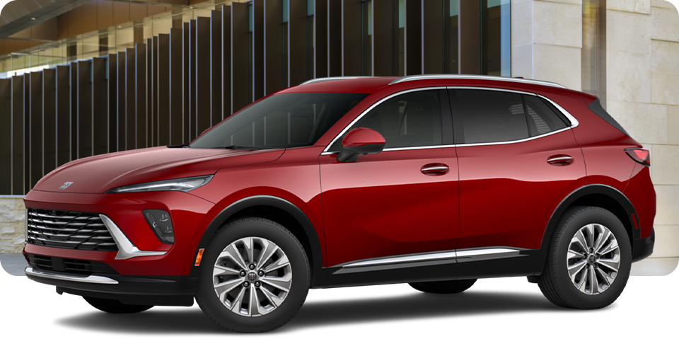 Front-Three Quarter View of a Buick Envision Compact SUV Parked Outside a Building