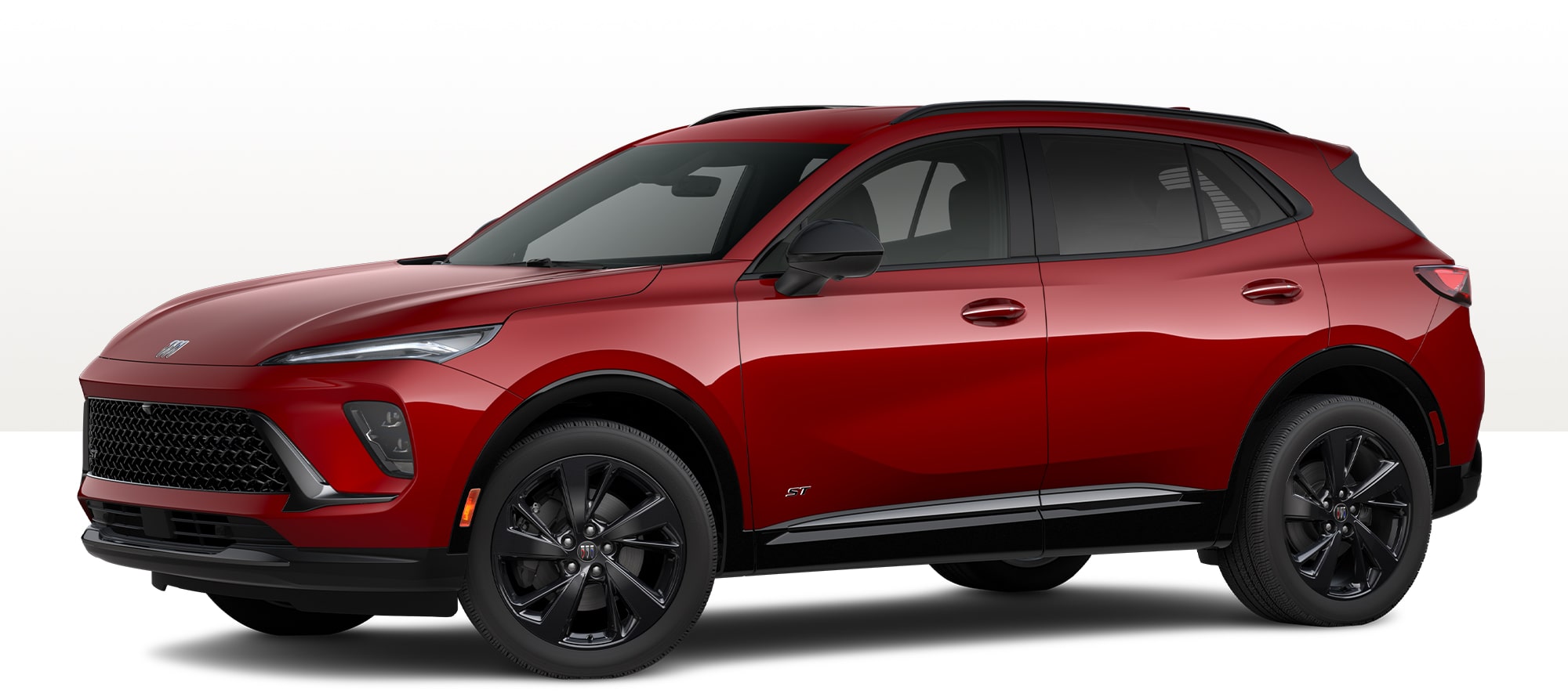 A Red 2025 Buick Envision ST SUV Isolated on a White Background