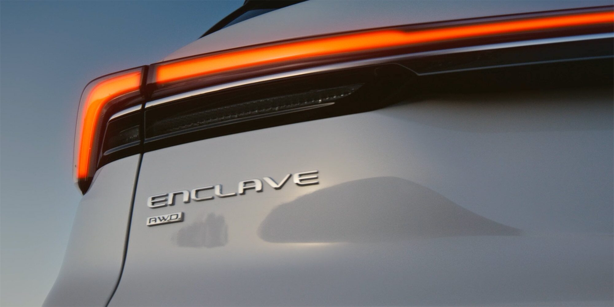 Low View Close-up of a Red Taillight of a 2026 Buick Enclave