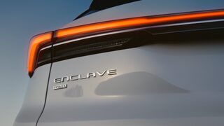 Low View Close-up of a Red Taillight of a 2026 Buick Enclave