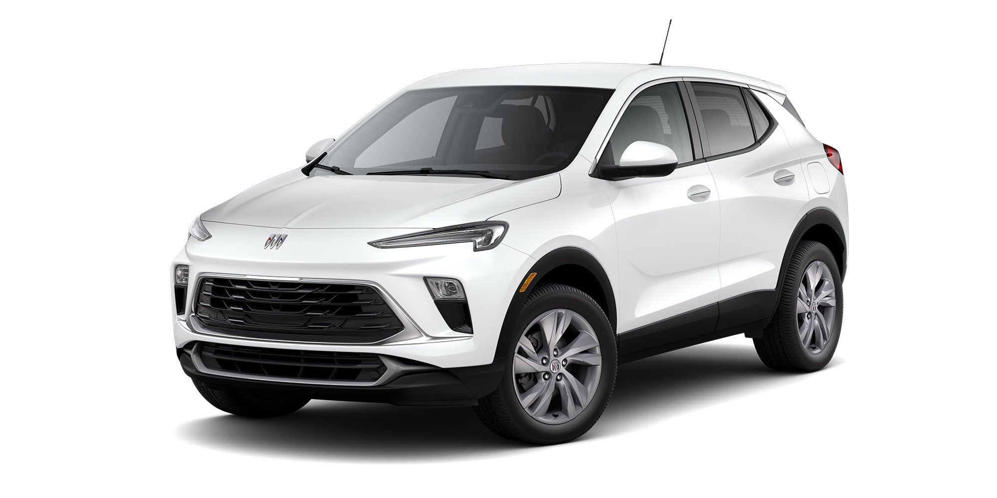 Front Three-Quarters View of the 2026 Buick Encore GX Preferred Subcompact SUV in the Color Summit White