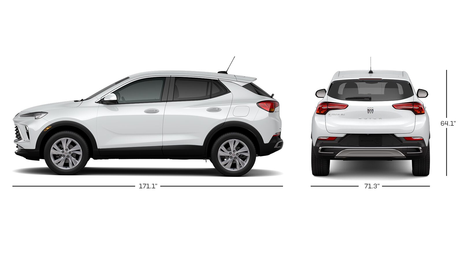 Profile and Rear View of the 2026 Buick Encore GX Preferred Subcompact SUV Specs and Measurements