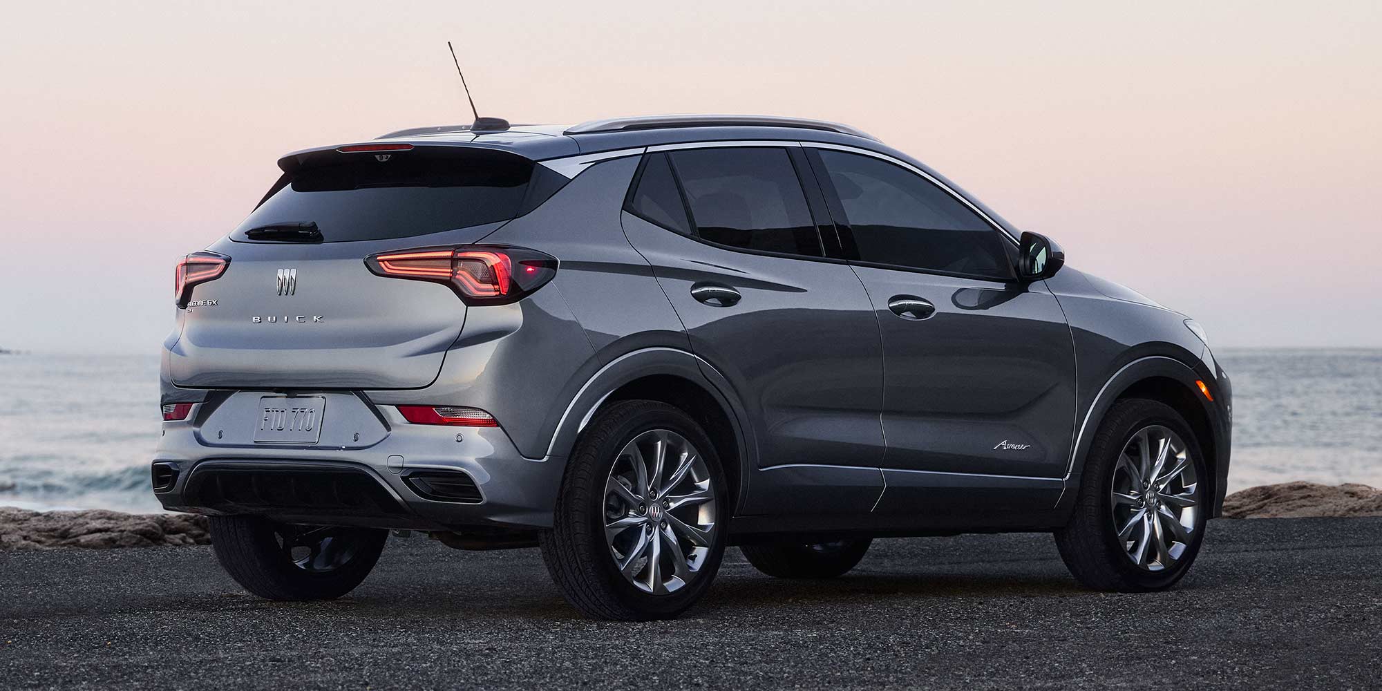 Back-side view of the 2026 Buick Encore GX parked alone outdoors.