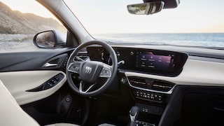 Steering Wheel and infotainment screen inside the 2026 Buick Encore GX.