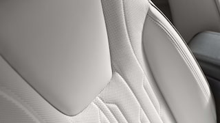 Close up view of the leather stitching inside the 2026 Buick Encore GX.