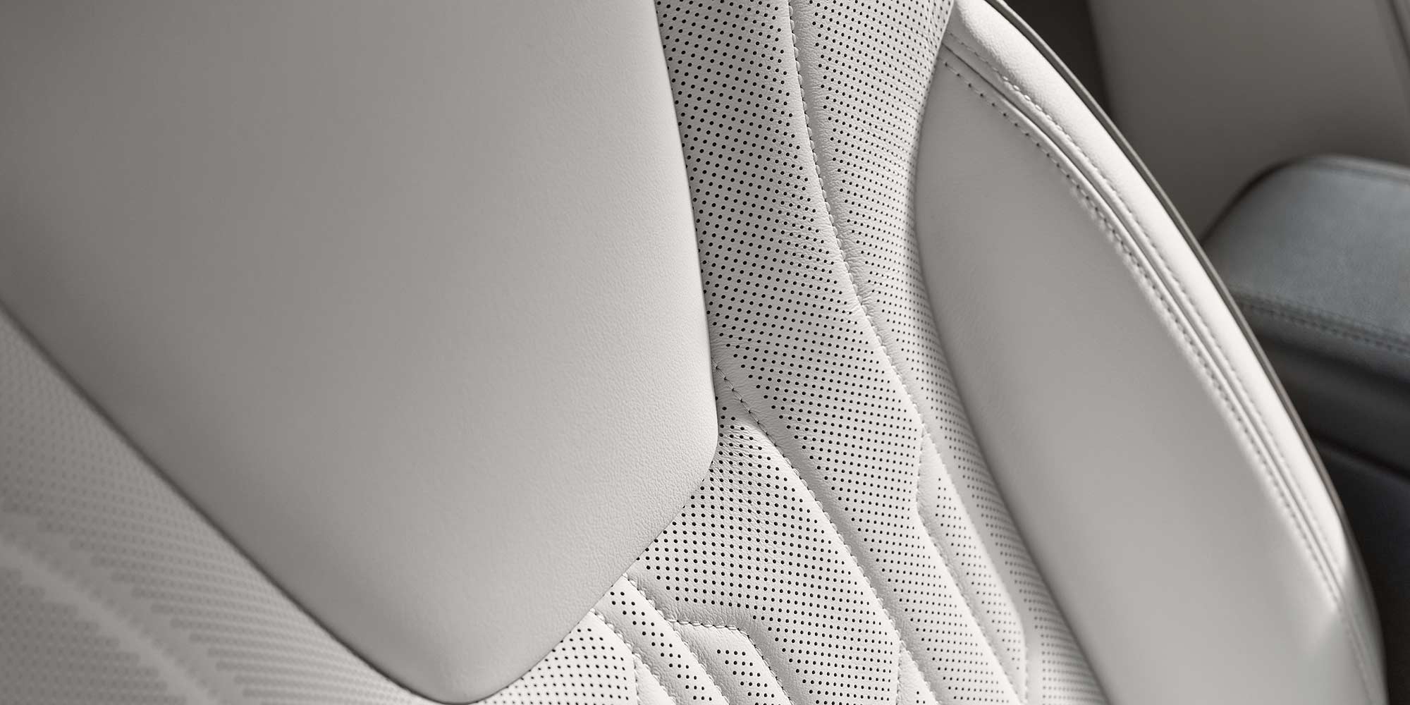 Close up view of the leather stitching inside the 2026 Buick Encore GX.