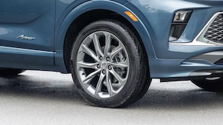 Close up view of the wheels of the 2026 Buick Encore GX Avenir.